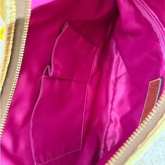 Coach Y2K Scribble Plaid Gold Trim Hobo Bag F13309 Pink Lining - Picture 10 of 11